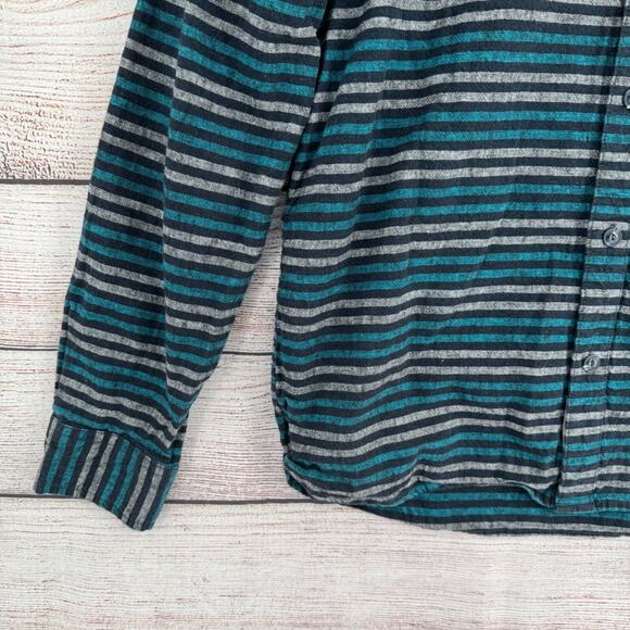 Levi's Linen Blend‎ Striped Button Down Shirt Men's Size Large Green/Blue/Black - Picture 5 of 13